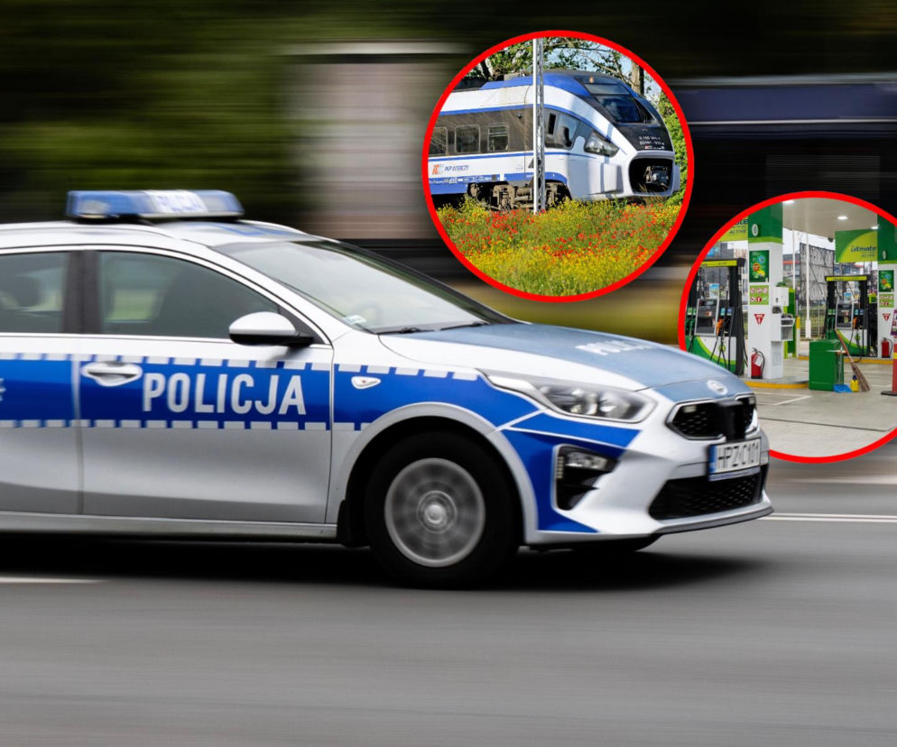 Panika na stacji paliw. Droga krajowa zamknięta, ruch pociągów wstrzymany, służby w akcji