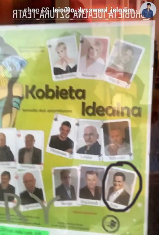 Na plakacie reklamującym przedstawienie "Kobieta idealna" zamiast zdjęcia 