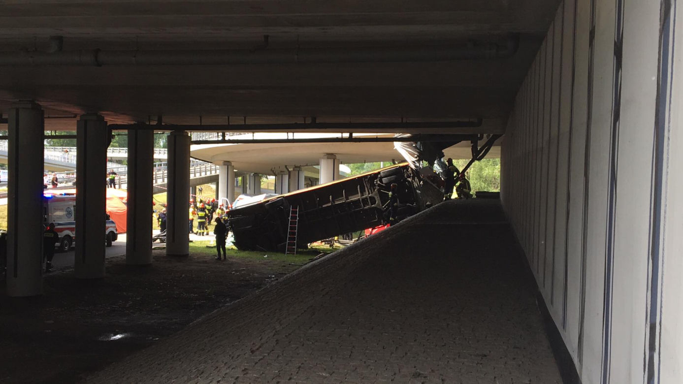 Autobus wypadł z wiaduktu. Są ranni i ofiary śmiertelne