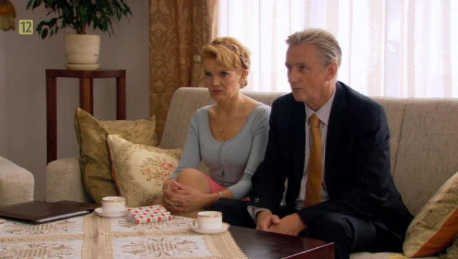 Ranczo 9 sezon odc. 113. Krystyna Więcławska (Dorota Chotecka), Więcławski (Grzegorz Wons)