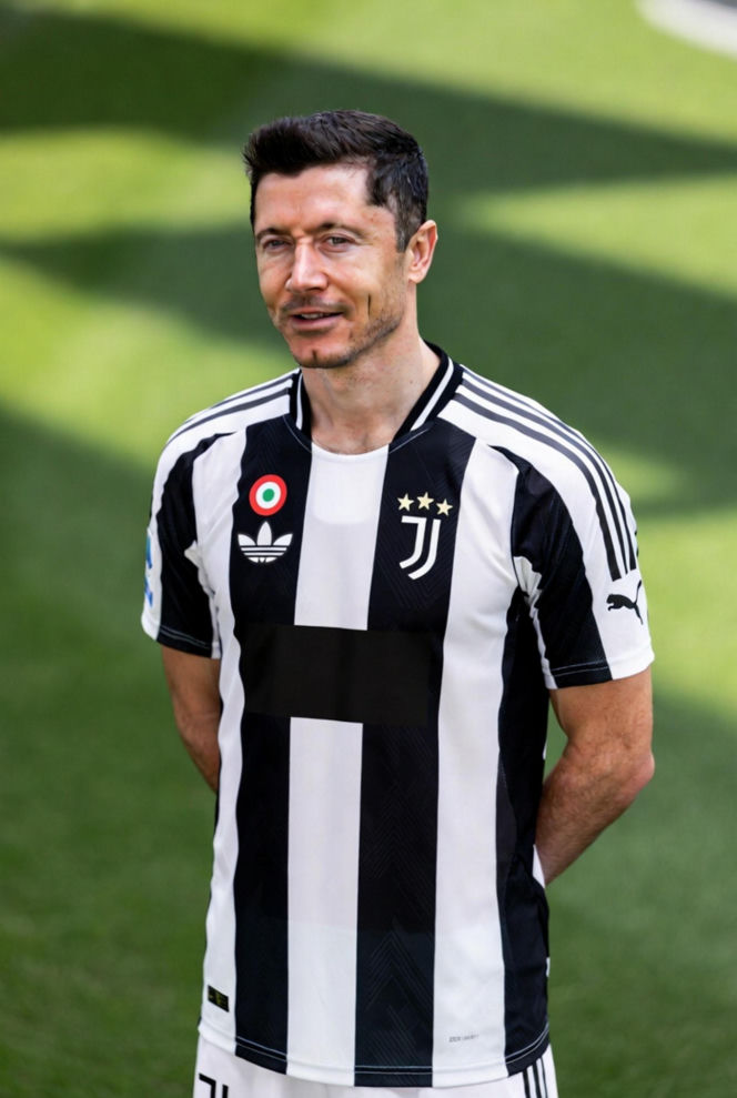 Robert Lewandowski w koszulkach różnych klubów