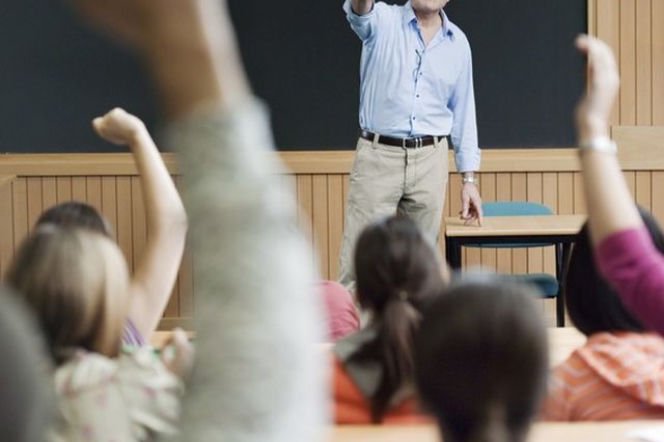 nauczyciel, lekcja, klasa, dzień nauczyciela