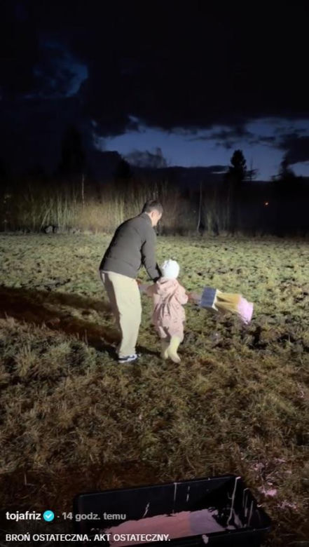 Friz z córką na straszeniu dzików