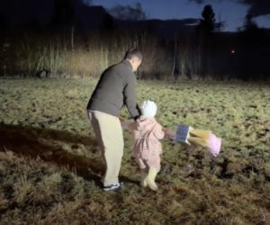 Friz z córką na straszeniu dzików