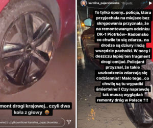 Karolina Pajączkowska przebiła opony w samochodzie