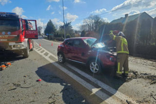 Drzewo spadło na jadące auto! Część gałęzi wbiła się w pojazd