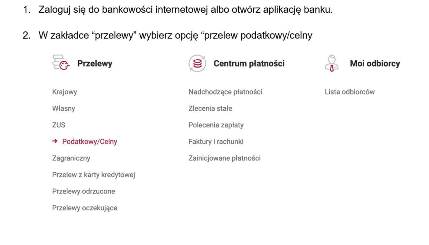 Przelew internetowy za mandat