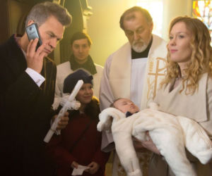 Na dobre i na złe, odcinek 696, Józio, Falkowicz (Michał Żebrowski), Oliwia (Marta Bryła)