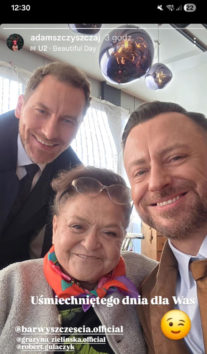 Barwy szczęścia po wakacjach 2026 na planie. Maciej Wilk (Adam Szczyszczaj), Szczepan (Robert Gulaczyk), Lucyna (Grażyna Zielinska)