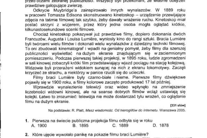SPRAWDZIAN SZÓSTOKLASISTÓW 2012 – ZOBACZ PYTANIA, arkusz pytań 2012 - ZDJĘCIA