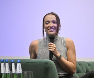 Iga Świątek i Daria Abramowicz na konferencji