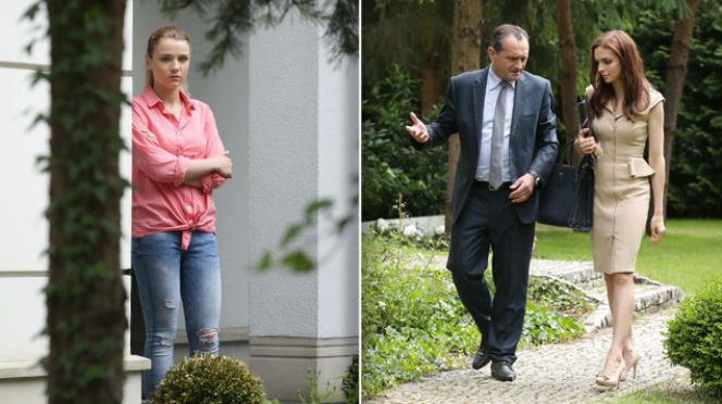 M jak miłość odcinek 1247, Olga (Katarzyna Grabowska), Górecki (Wojciech Wysocki), Monika (Anna Wendzikowska)