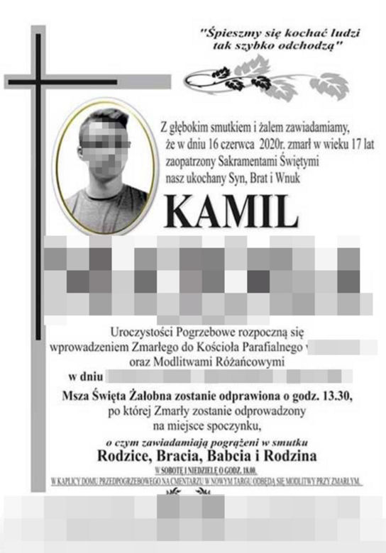 Kamil zginął bo uciekał przed policją