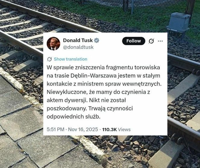 Uszkodzone tory pod Garwolinem