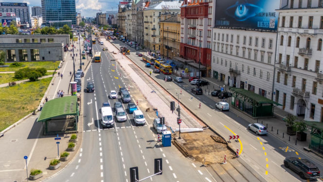 Remont torowiska tramwajowego w Alejach Jerozolimskich w Warszawie