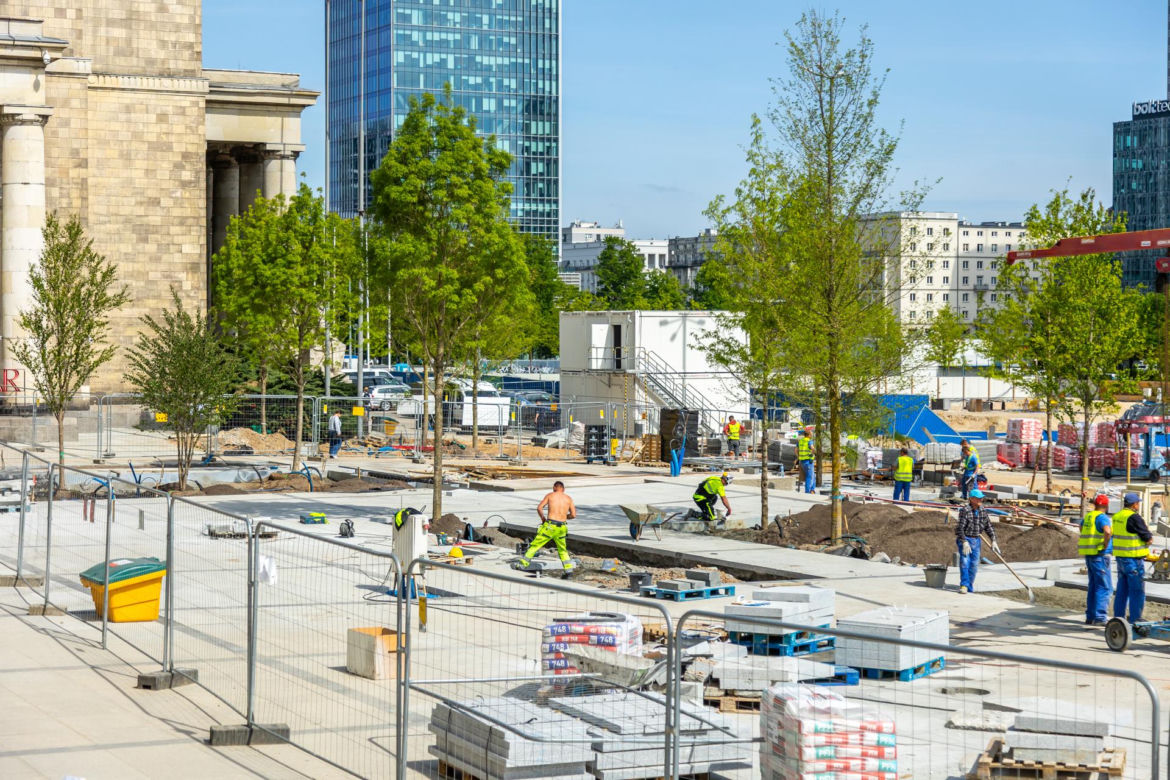 Plac Centralny w Warszawie pod koniec budowy