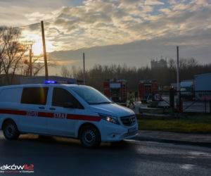 Pożar nad Drwiną w Krakowie