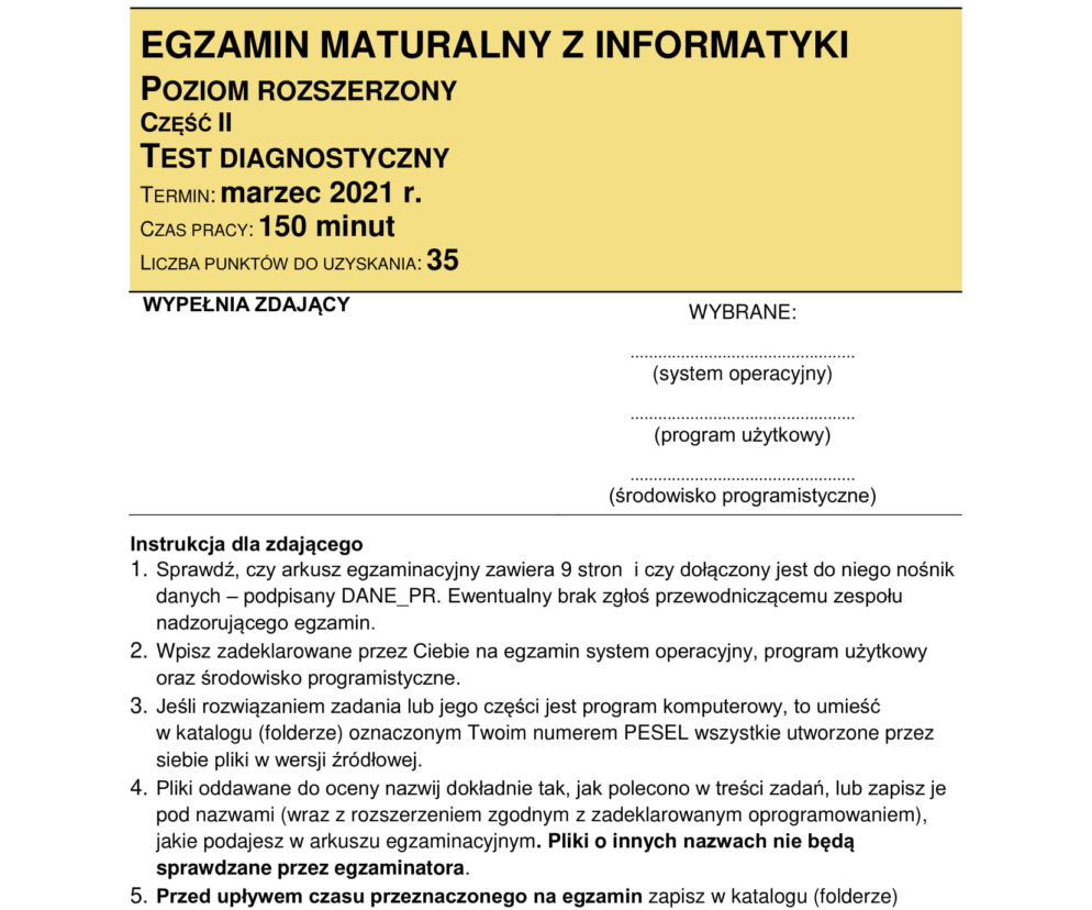Matura próbna 2021: Informatyka [POZIOM ROZSZERZONY] ARKUSZE CKE cz. 2
