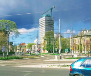 Przebudowa dawnego wieżowca TVP - kwiecień 2021