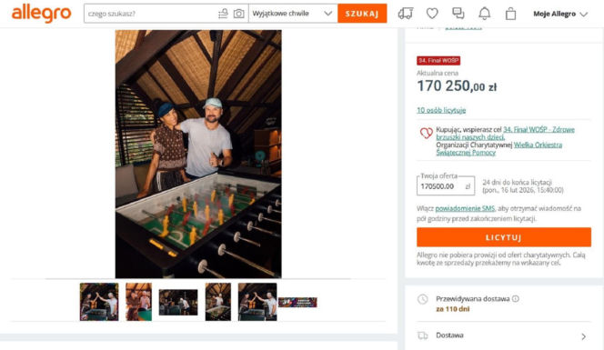 Omenaa Mensah i Rafał Brzoska ponownie z nietypową aukcją dla WOŚP. Licytacja już rozbiła bank!