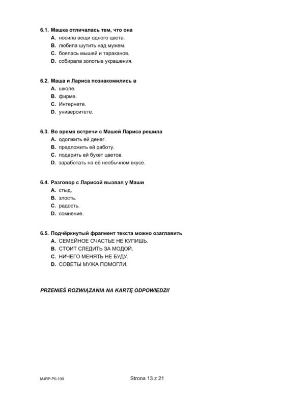 Matura 2025: rosyjski 7.05.2025. Arkusze CKE i odpowiedzi. Poziom podstawowy [Formuła 2023]	