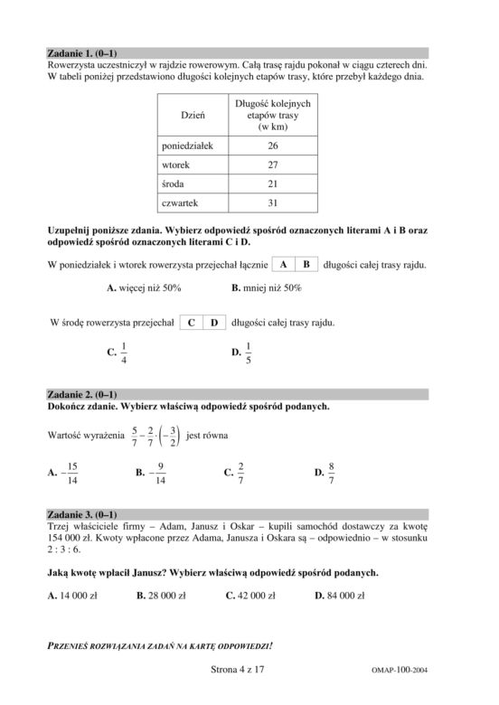 Egzamin ósmoklasisty 2020 - arkusz egzaminacyjny z matematyki