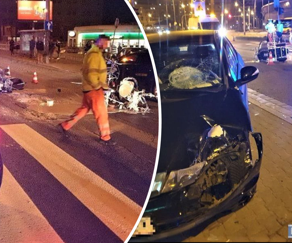 O krok od tragedii we Wrocławiu. Honda wjechała w maszynę do malowania pasów