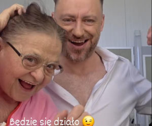 Barwy szczęścia nowy sezon na planie. Maciej Wilk (Adam Szczyszczaj), Lucyna (Grażyna Zielinska)