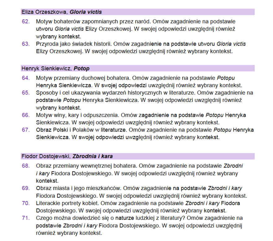 matura ustna 2023 język polski - pytania jawne