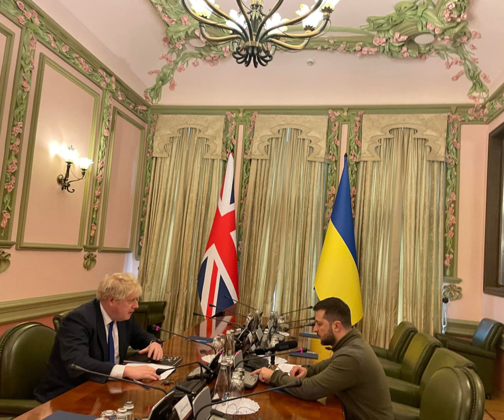 Boris Johnson i Wołodymyr Zełenski w Kojowie, 9.04.2022 r.