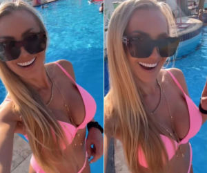Narożna zrzuciła ciuszki i wskoczyła w różowe bikini! Niczym seksowna Barbie! 