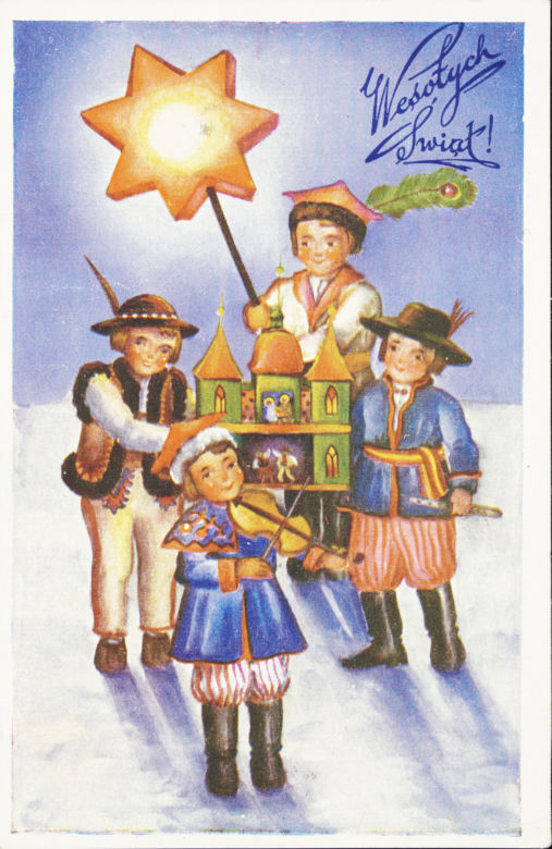 "Wesołych Świąt!", mal. S. Barański, pocztówka Wydawnictwa Salonu Malarzy Polskich, 1937.