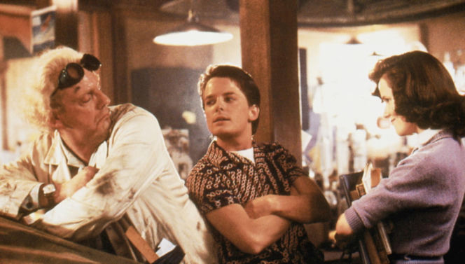 Michael J. Fox i Christopher Lloyd. "Powrót do przyszłości"/"Back to the Future", komedia SF, USA 1985, reż. Robert Zemeckis