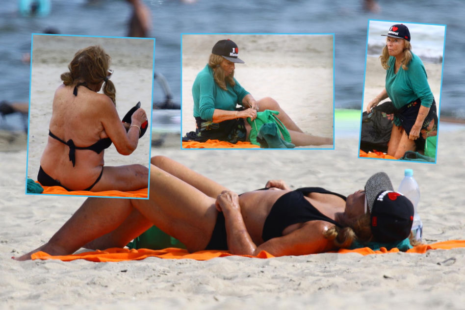 Agnieszka Fitkau-Perepeczko na plaży w Sopocie