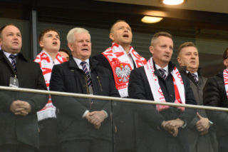 Karol Nawrocki i Przemysław Czarnek na mecze Polska - Albania