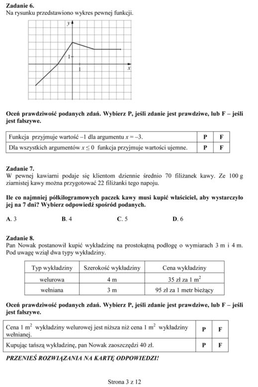 Próbny egzamin gimnazjalny - Matematyka