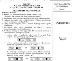 EGZAMIN GIMNAZJALNY 2014 PRZYRODA, BIOLOGIA, GEOGRAFIA: ARKUSZE OFICJALNE Z CKE + ODPOWIEDZI