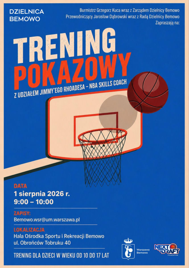 Jimmy Rhoades poprowadzi pokazowy trening koszykarski dla młodzieży na Bemowie