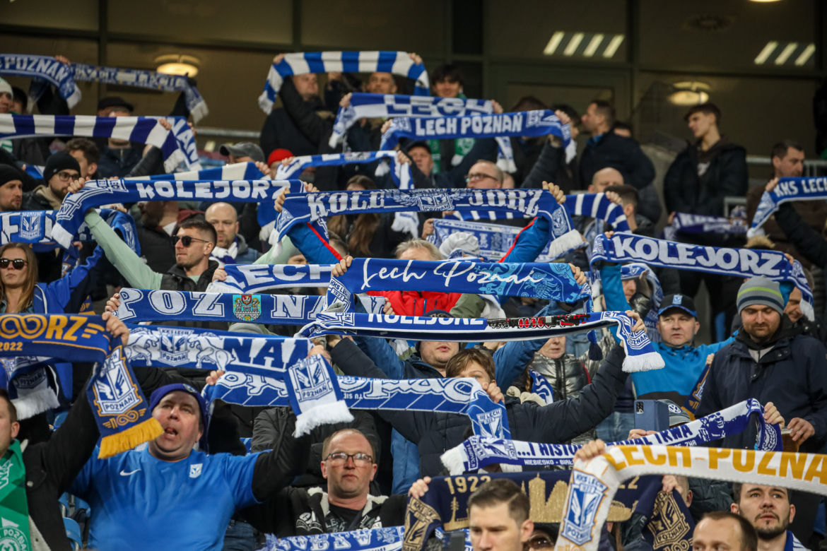 Kibice na meczu Lech Poznań - Warta Poznań
