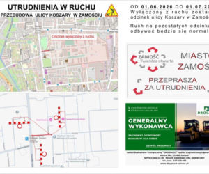 Będą utrudnienia na ulicy Koszary w Zamościu. Planowane jest wyłączenie jednego odcinka z ruchu