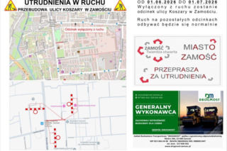 Będą utrudnienia na ulicy Koszary w Zamościu. Planowane jest wyłączenie jednego odcinka z ruchu