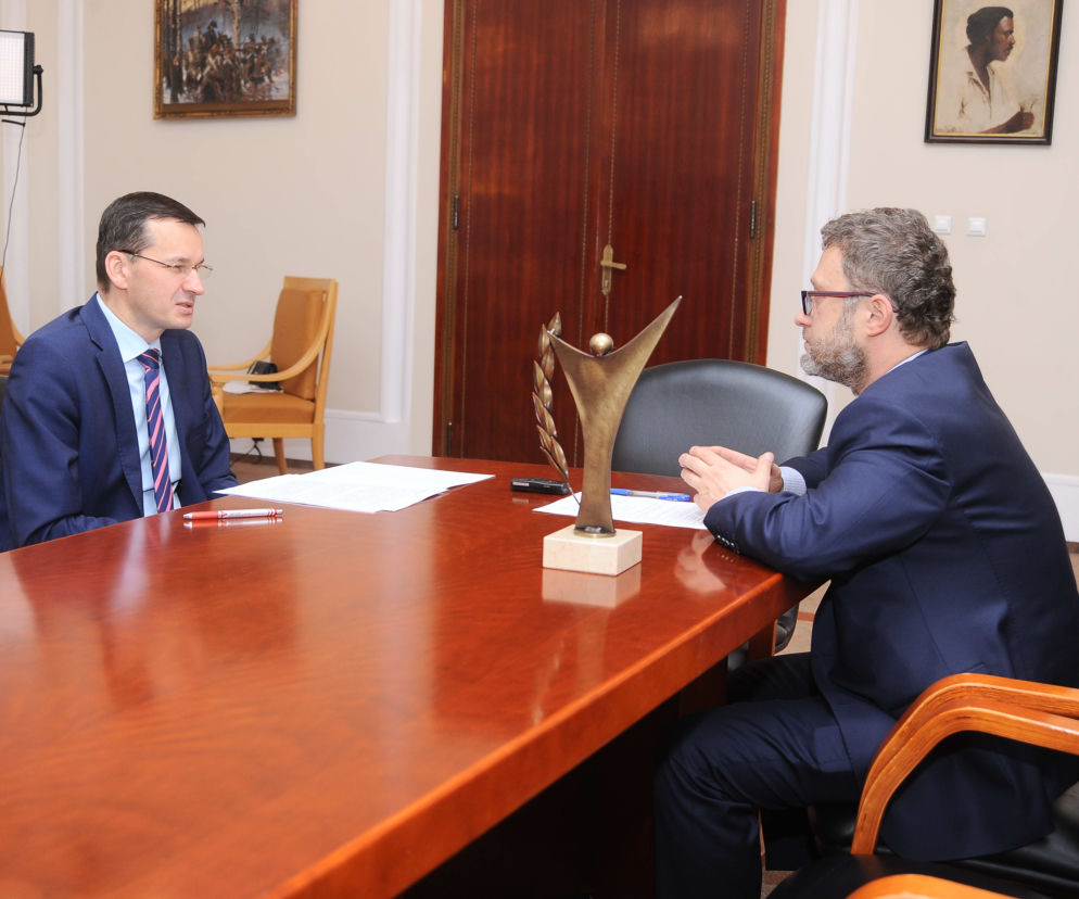 MATEUSZ MORAWIECKI W ROZMOWIE Z HUBERTEM BISKUPSKIM.