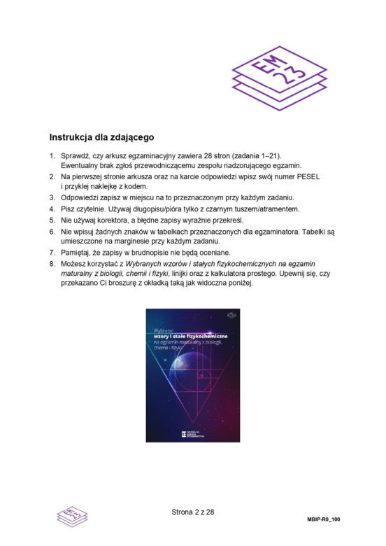 Biologia arkusze MATURA 2024 rozszerzenie FORMUŁA 2023