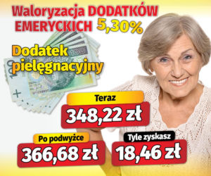 Waloryzacja dodatków do emerytur 5,30