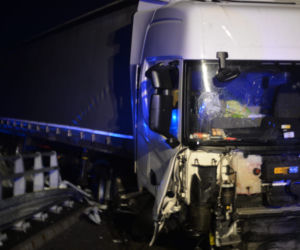 Wypadek ciężarówki na A1 pod Włocławkiem