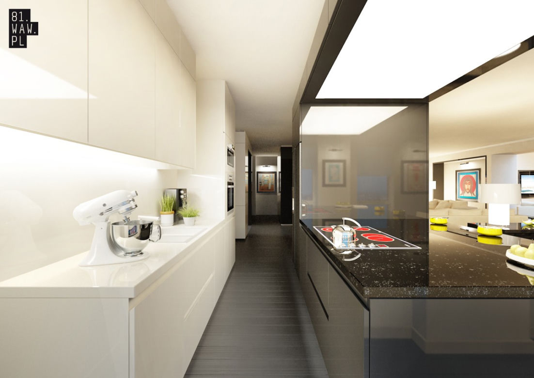 Apartament w czerni i w bieli. Projekt pracowni 81.WAW.pl