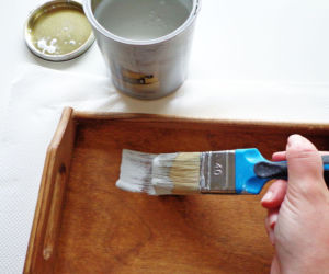 Taca decoupage w stylu vintage z efektem postarzenia