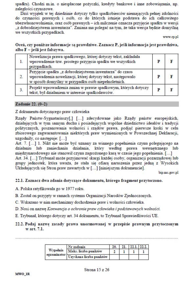 Matura 2018 WOS rozszerzony