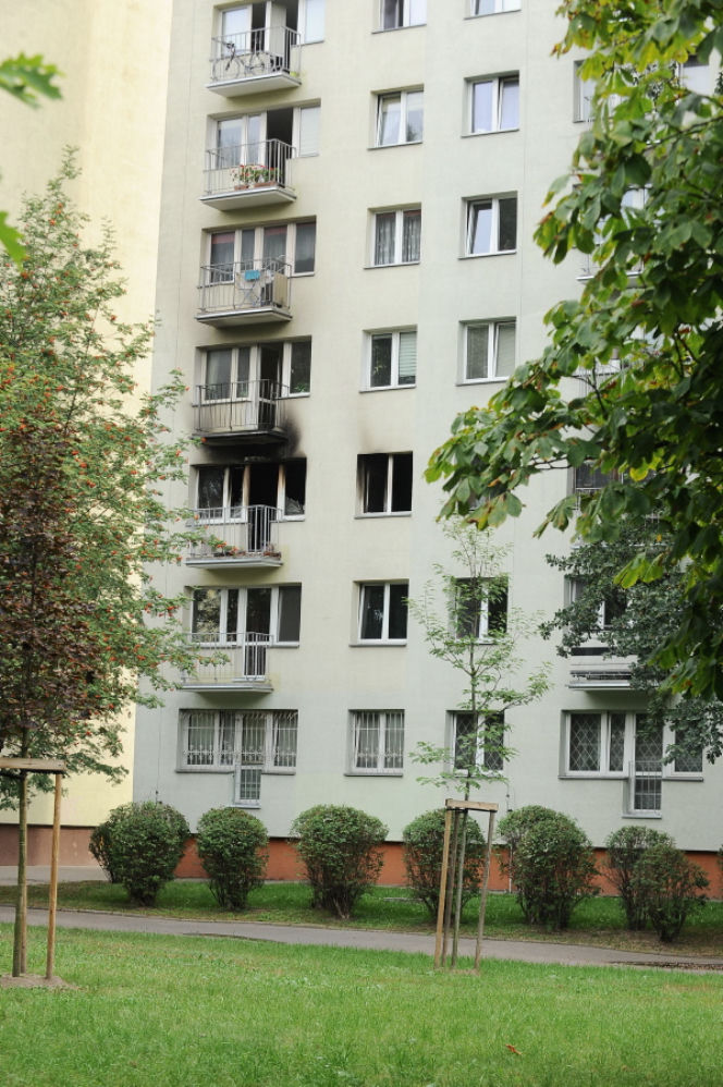 Pożar w bloku na Stegnach 