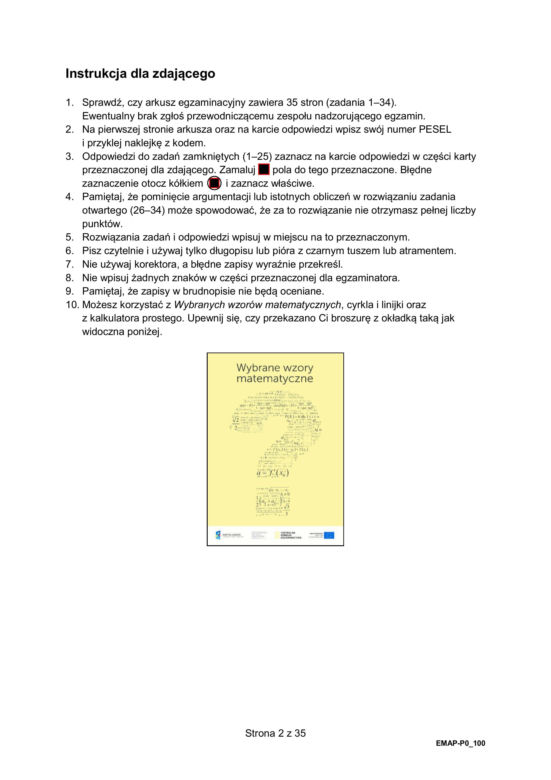 Matura poprawkowa 2025- FORMUŁA 2015